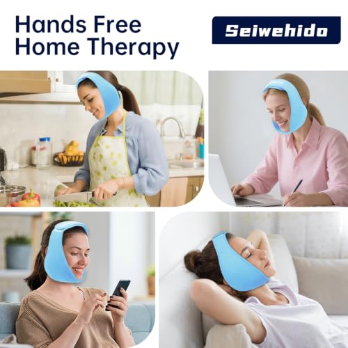 Image of Wisdom Teeth Ice Pack Head Wrap Jaw Face Ice Pack for Wisdom Teeth Extraction Toothache Pain Relief Face Oral Surgery with 4 Gel Packs for TMJ,Tonsillectomy Recovery, Cosmetic Procedure (Light Blue)