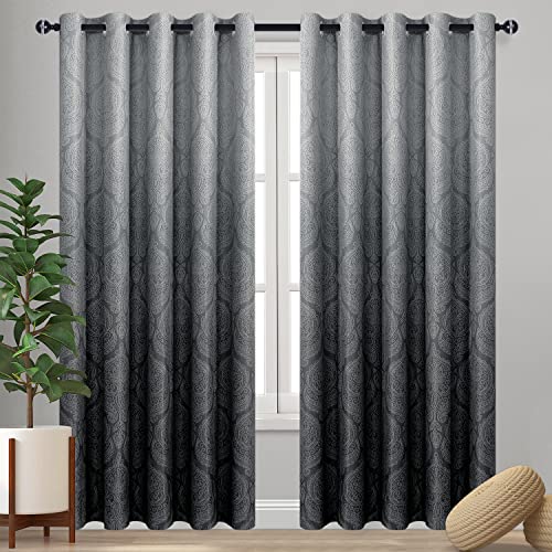 DWCN Ombre Blackout Curtains for Bedroom 60 x 84 inch, 2 Panel Set, Black