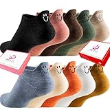 IBEILLI Women Cute Socks 10 Pairs Cotton Kawaii Embroidered Funny Low Cut Ankle Socks for Women Girls (10 Colors Smiley with Gift Box)