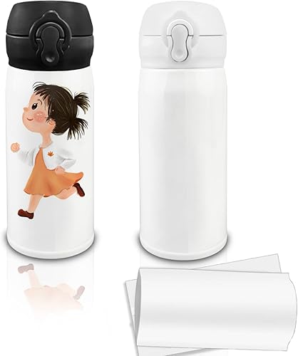 Miniatura 1 de AiHeart Botella de agua de sublimación para niños, 10 onzas, acero inoxidable en blanco para niños, botella de agua deportiva aislada al vacío de