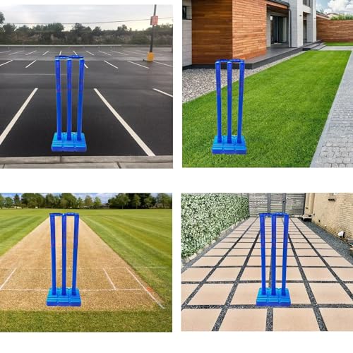 Cricket Best Buy CBB Stumps for Cricket - Blue Wicket with Target Stump Set, Cricket Stumps with a Base of Plastic, Cricket wickets with Multi Surface Placement