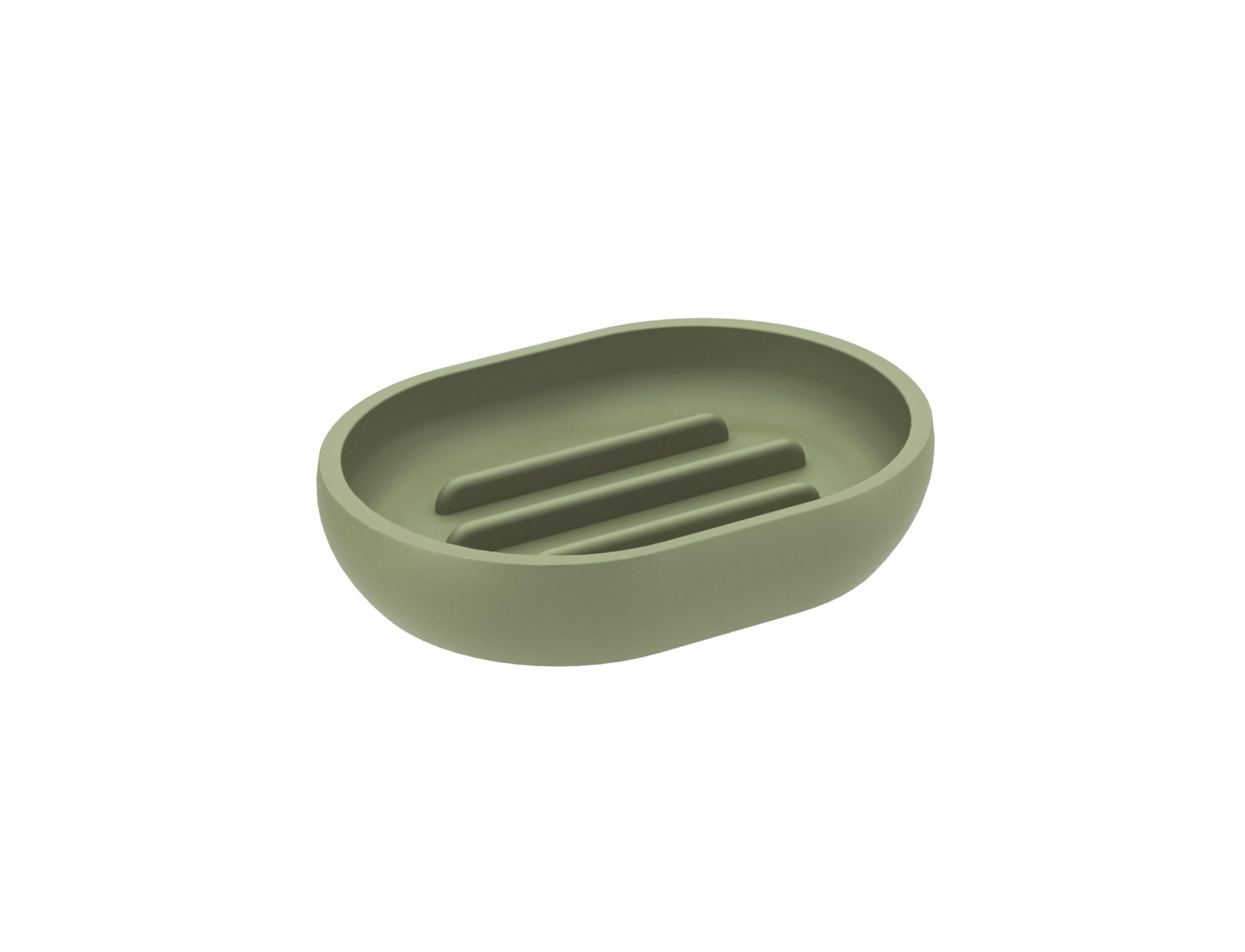 Cosmic Olive Saona Soap Dish For Bathroom Or Kitchen With Elegant Design Made Of Resin. Support For Soap Bars. Soft Touch Accessory For Sink In Color