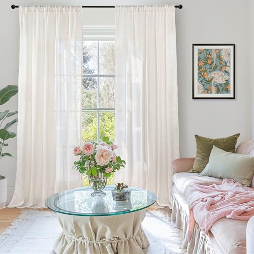 Image of BGment Extra Long 108 Inch Length Curtains for Living Room Windows, Linen Drapes Rustic Country Textured for Farmhouse Bedroom Decor Lightweight Rod Pocket, 2 Panels Set, Each 52 Inch Wide