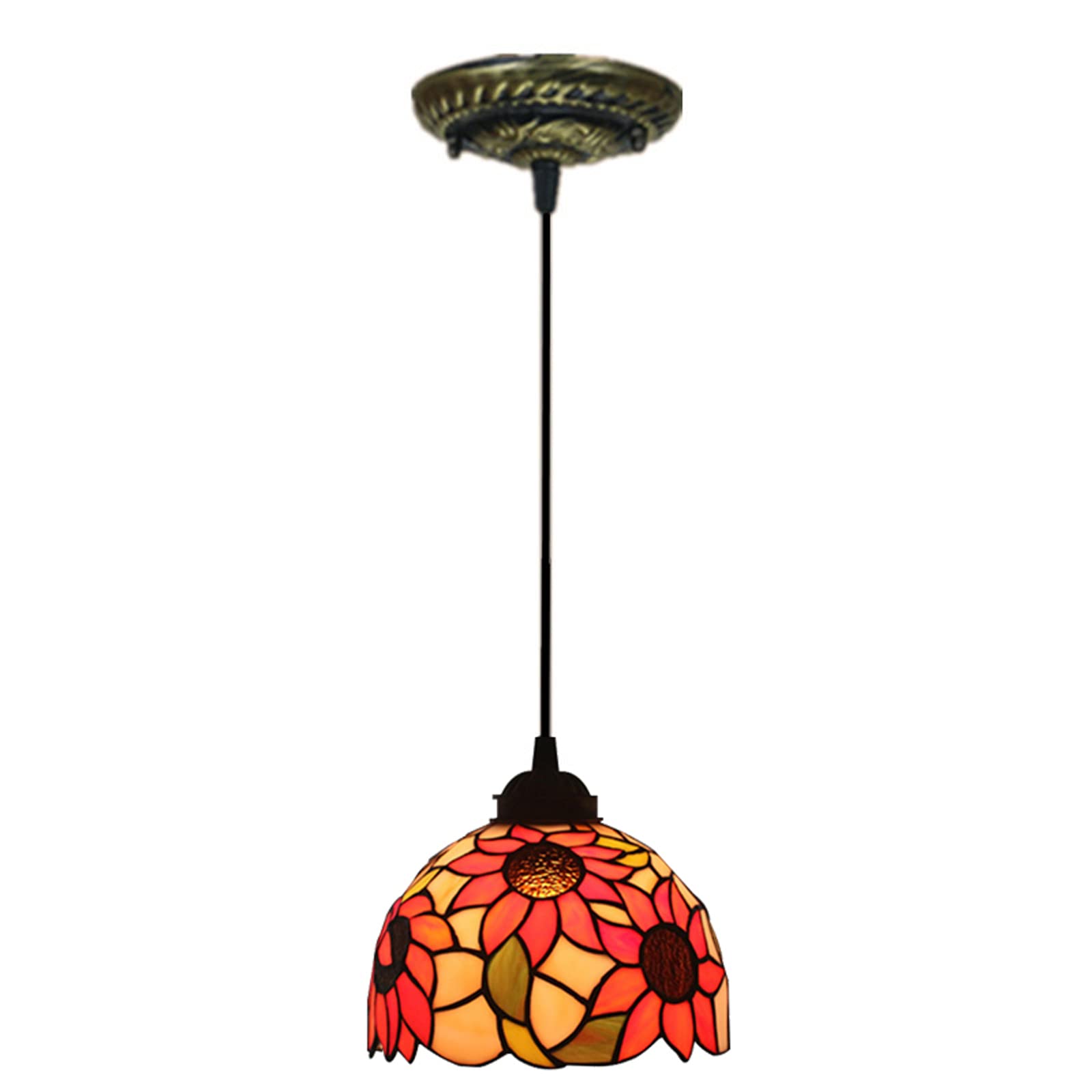 Suspension Tiffany tournesol 20 cm lustre plafonnier réglable E26