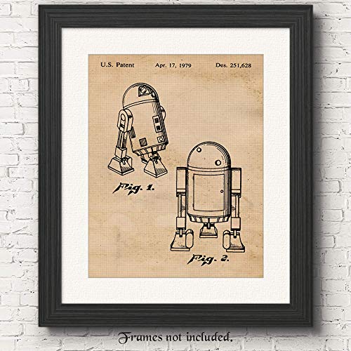 Vintage Star Wars R2D2 Patent Poster Prints, Set of 1 (11x14) Unframed Photo, Wall Art Decor Gifts Under 15 for Home, Office, Garage, Man Cave, College Student, Teacher, Comic-Con & Movies Fan