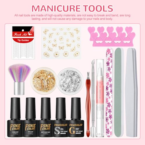 PEACECOLOR 20 Colores Kit Esmaltes de Uñas en Gel Semipermanentes, Kit Uñas Semipermanentes Base y Capa Superior con UV Lámpara , Manicura para Uñas Blanco Rosa Azul DIY en Casa - imagen 6