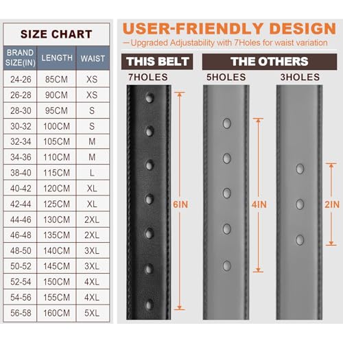 Men's Belt,Reversible Belt Adjustable For Gift Men 1.25”-Cut For Fit-2 Sides in 1 Belt(Not 2)4