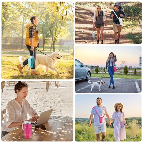 Image of linmaya Water Bottle Carrier Bag with Phone Pocket for Stanley Cup 40 /30oz,Insulated Neoprene Water Bottle Holder Cross-boday Bag with Adjustable Shoulder & Handheld Strap Stanley Cup Accessories