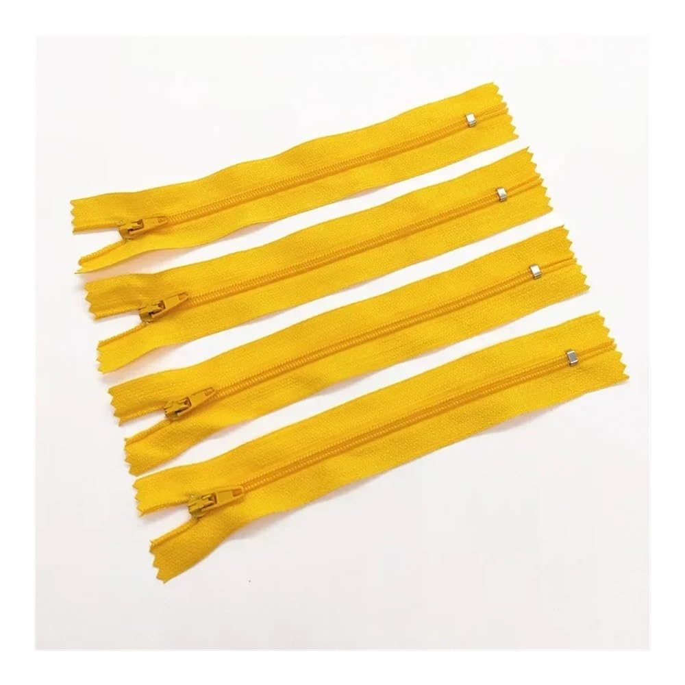 ERQIAO 10 cremalleras cerradas de nailon 3# de 7,5 cm a 60 cm, adecuadas para ropa, 20 colores (dorado, 40 cm, 10 unidades)