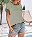 PRETTYGARDEN Short Sleeve Sweater for Women 2026 Summer Outfits Striped Pullover Cap Sleeve Knit Sweaters Vest Tops Trendy(Army Green,Medium)