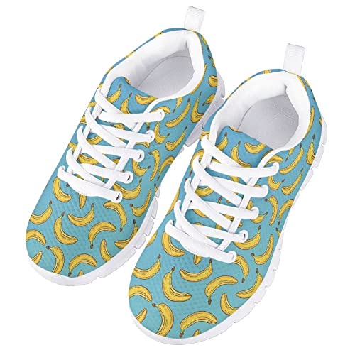 Girls Boys Cute Tennis Shoes Lightweight Soft Sport Sneakers Lace Up Lemon Butterfly Print Kids Running Shoes3