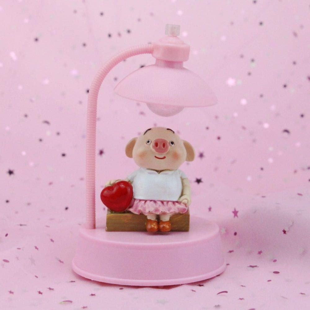 Petite statue cochon résine rose anti-stress déco voiture et bureau