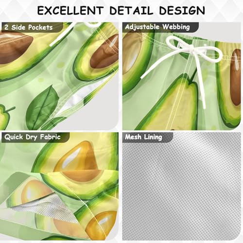 Boys Beach Board Shorts Avocado Fresh Green Swim Trunk Teen Swimwear 8-16Y3