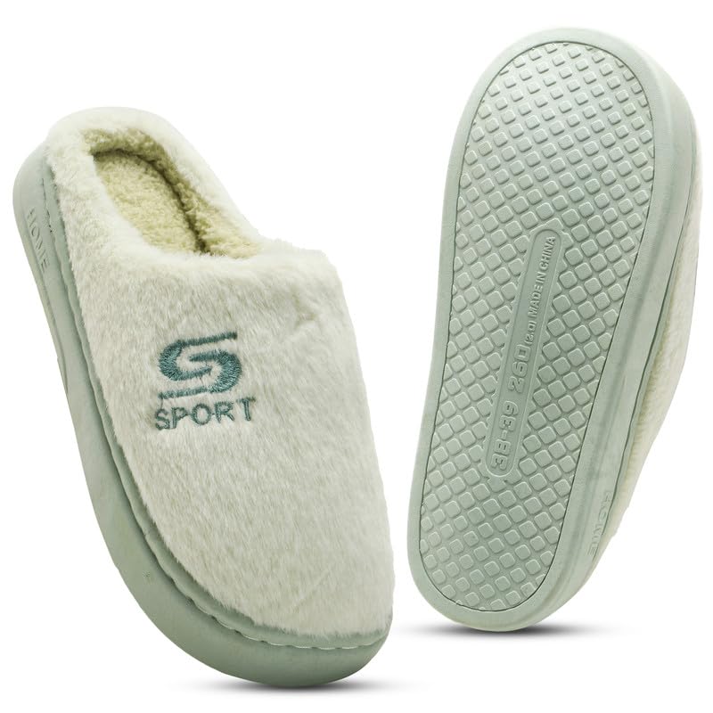 Image of Unisex Winter Flip Flop Slipper for Men and Women Soft Faux Fur Slip On Indoor Home Slides Slipper for Bedroom Sandals