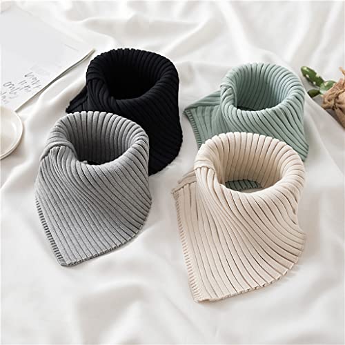 Women Winter Ribbed Knit Turtleneck Fake Collar Solid Color Detachable Triangular Scarf Shawl Wrap Neck Warmer False C2