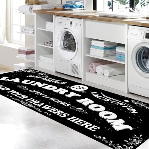 Zoke Laundry Room Rug Runner Stylish Non-Slip Laundry Room Mat 24"x72", Versatile, Waterproof Runner for Laundry, Kitchen, and Bathroom, Mudroom Decor and Farmhouse Charm