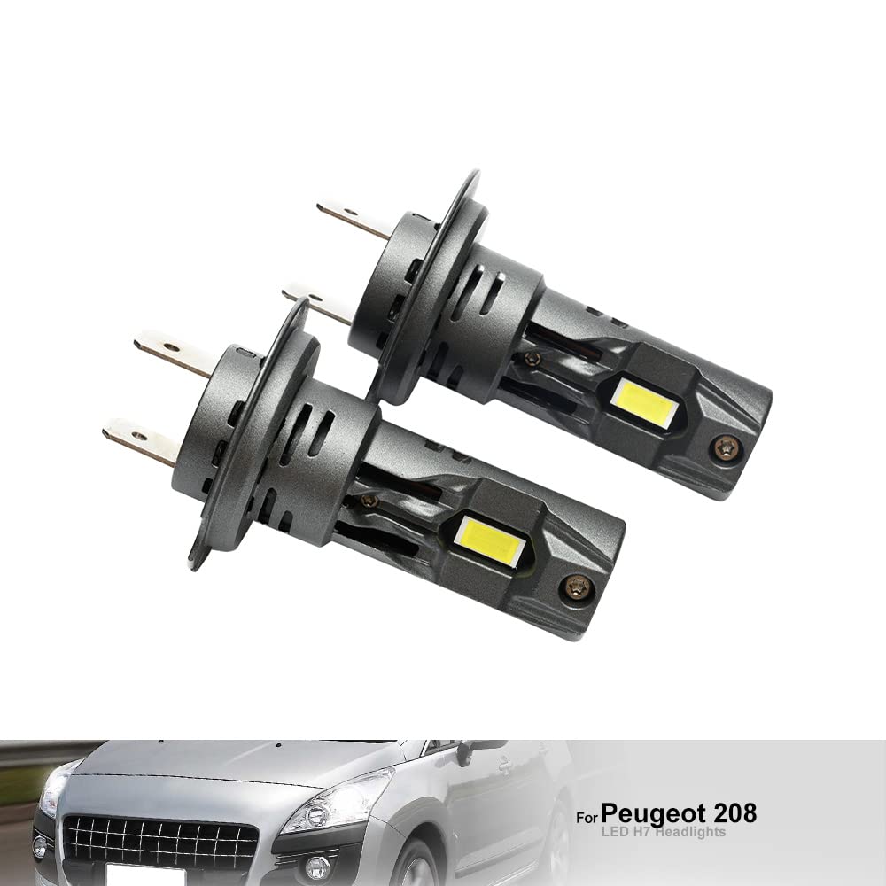 H7 LED Phare Ampoules pour Peug.eot 207 208 2008 308 3008 206 408 4008 5008 H7 LED ampoules pour voitures Peug.eot 208 Low Beam 6500K Blanc LED Phare H7 Mini Taille