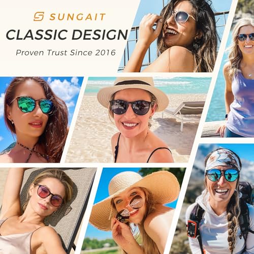 Image of SUNGAIT Premium Vintage Round Sunglasses for Women Men Classic Retro Style