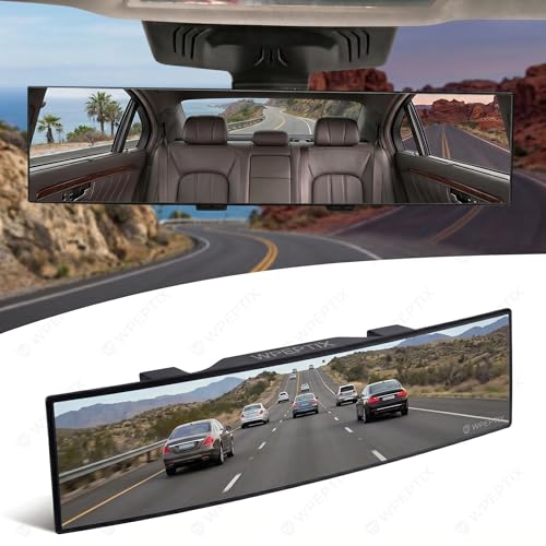 Image of Rear View Mirror, Clip On Rear View Wide Angle Mirror, Panoramic Interior Extended Rear View Mirror, Anti-Glare, car mirror- (Rear View Vanity Mirror)