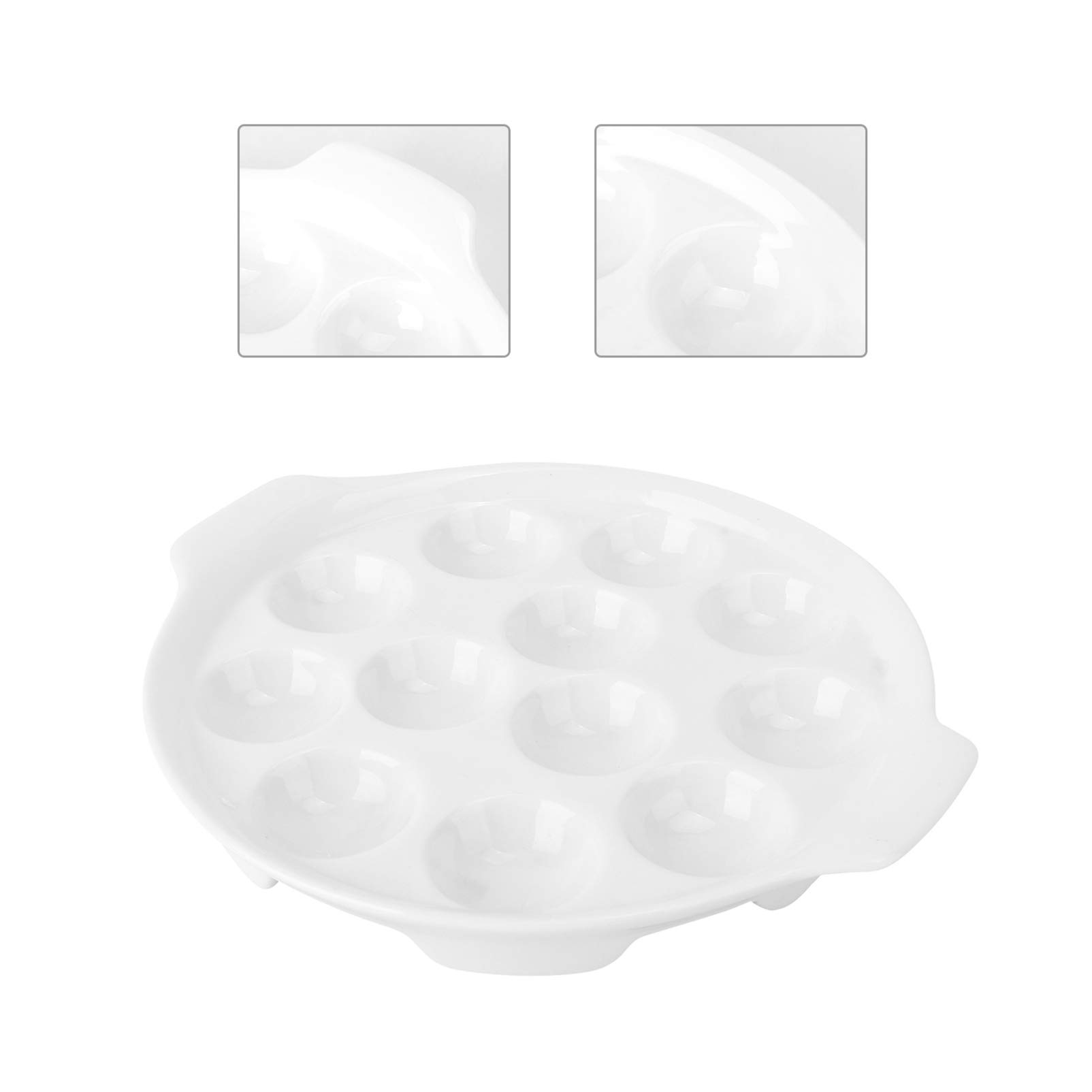 Hemoton - Platos para caracoles de cerámica, 12 agujeros para hornear