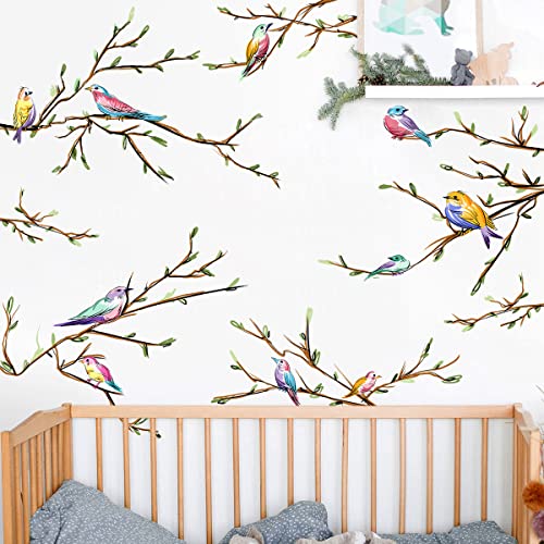 Vinilos decorativos 3D removibles aves en rama árbol miniatura 4