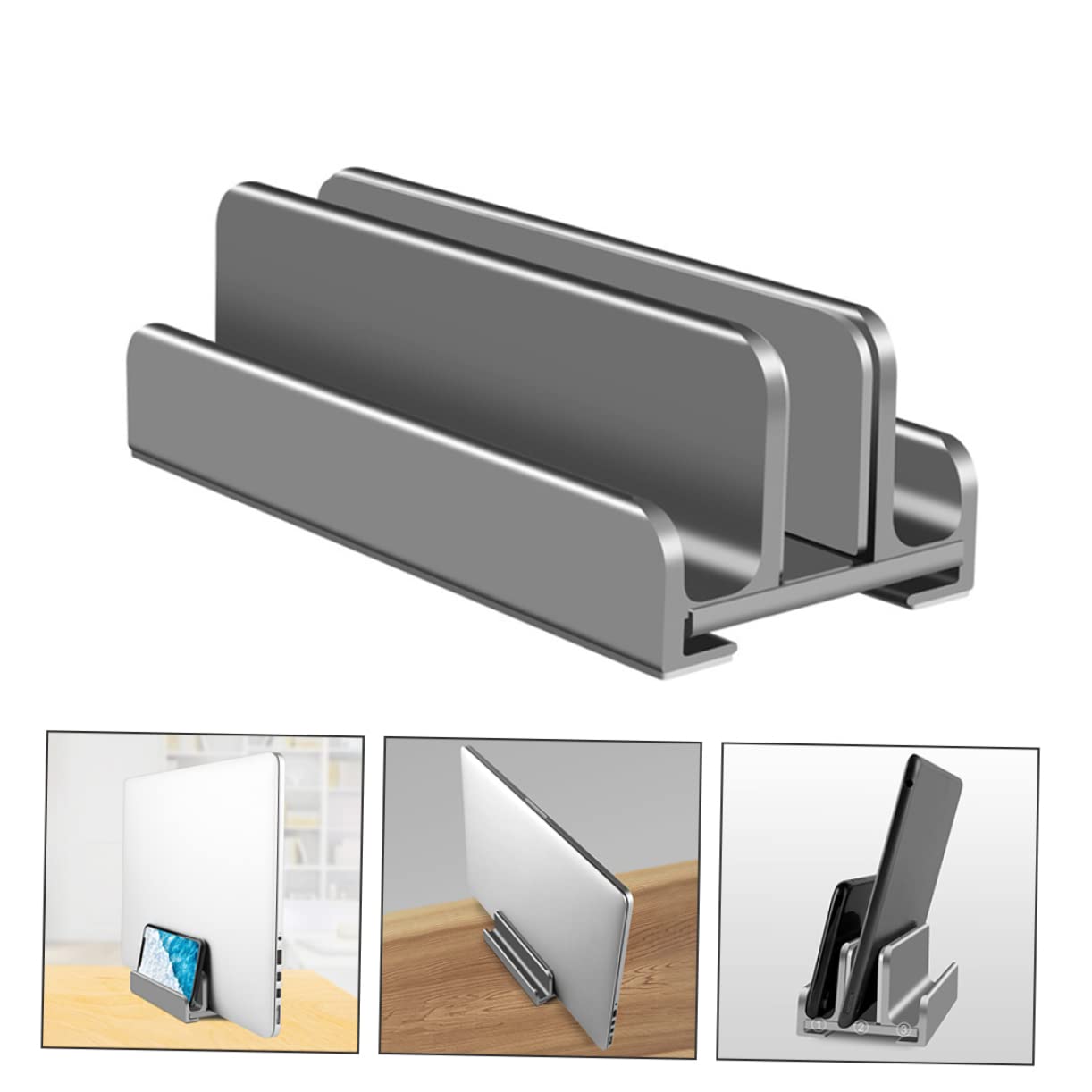 NUOBESTY Supporto Verticale Per Laptop in Alluminio Per Tablet e Telefono Regolabile Salvaspazio Per Casa e Ufficio
