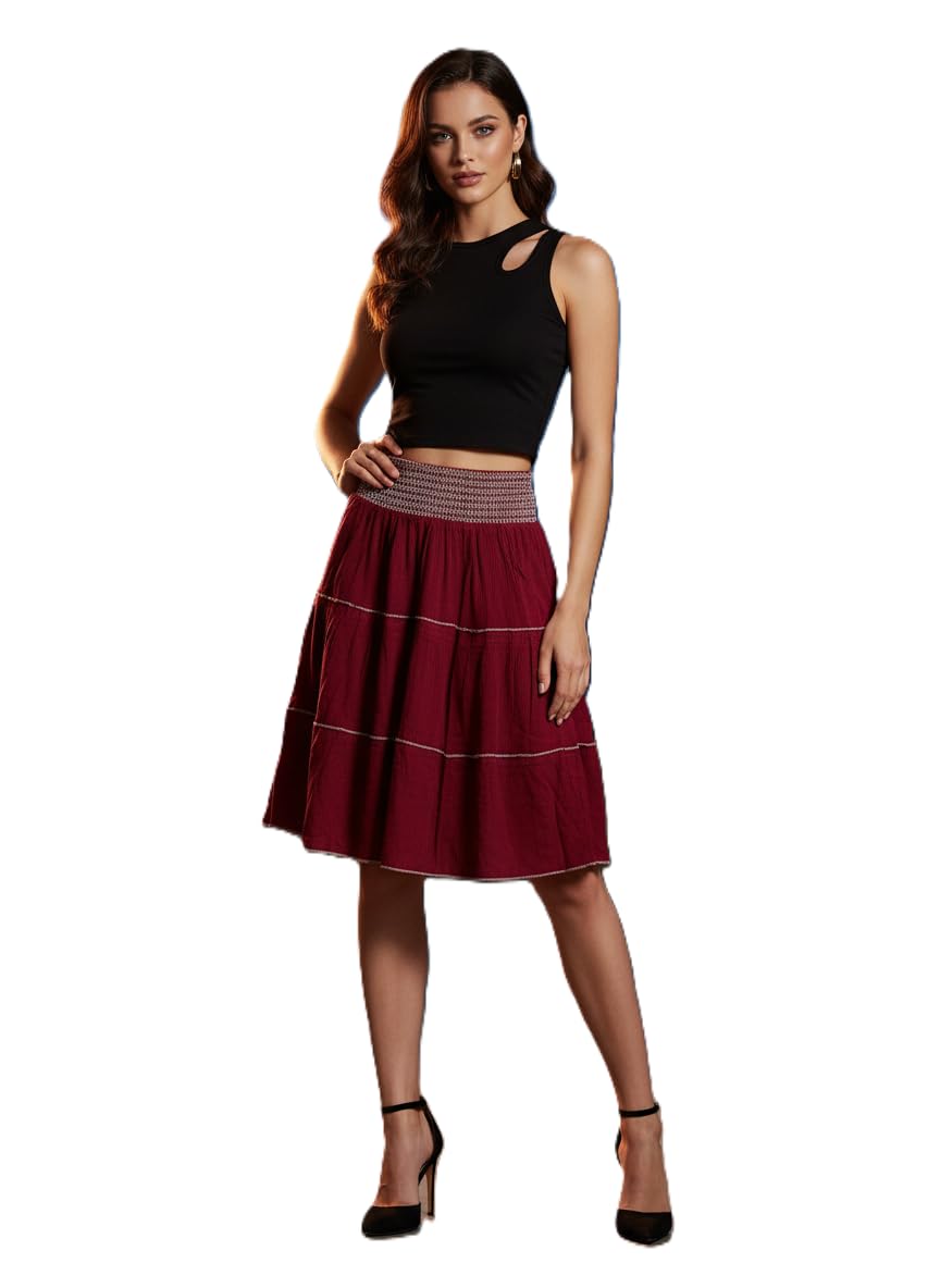 tnq Women's Designer Sets, 2 Peice Bottom and Upper Set, Co-ord Set for Women and Girl (in, Alpha, M, Regular, Black.Maroon)-picture-42