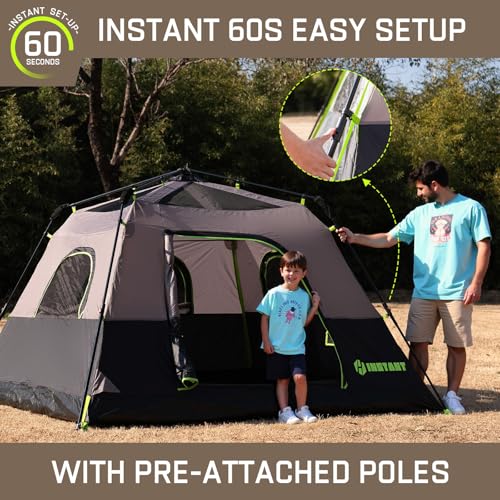 HINSTANT 4/6/8 Person Instant Tent, Waterproof Pop Up Tents for Camping with Rainfly, 60 Seconds Easy Setup, Automatic Cabin Tent for Family Camping with Expandable Carry Bag & Upgraded Ventilation - Image 4