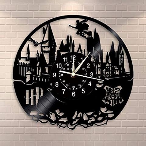 Smotly Vinyl wall clock, creative retro Harry Potter design wall decoration large clock, handmade wall clock gift. (Gift hook),B Cover