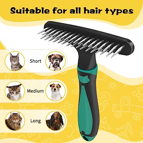 Pet Grooming Brush Carpet Restoration Carpet Rake Hair Cleaner Suitable for Rug and Carpet Undercoat Rake Comb for Dogs and Cats Slicone Handle Deshedding Brush (Green) – Bild 6