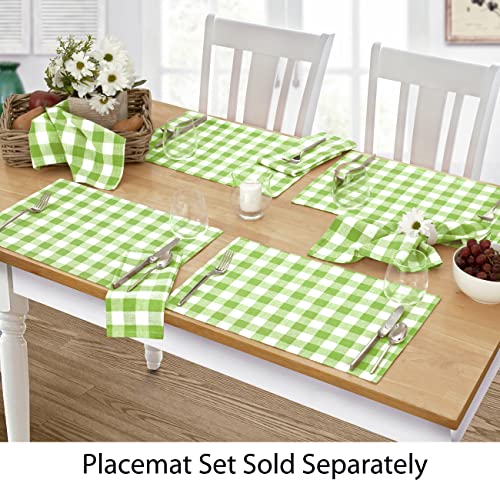 Home Bargains Plus Country Rustic Buffalo Plaid Cotton Fabric Table Runner, Checkered Cottage Gingham Easy Care Table Runner, 70” Long Table Runner, Green #TOP3