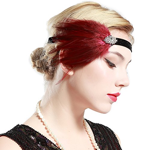 BABEYOND Dames jaren 1920 Great Gatsby Hoofddeksel Flapper Hoofdstuk Veer Hoofdband 1920 Crystal 20s Art Deco… - Image 3