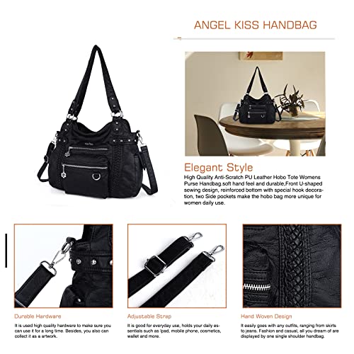 Image of Angel Kiss Hobo Handbags for Women Soft PU Leather Shoulder Handbags Ladies Purses