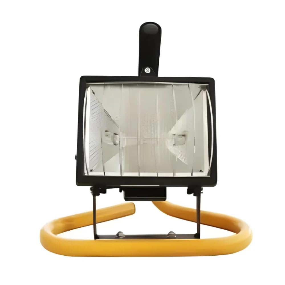 110V 500W Halogen Work Light, Job Site Lighting, Portable Flood Light, linkable, IP44 16 Amp Plug for Worksites and Jobsites
