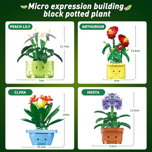 Image of Flower Building Kit for Adults, 614 Pcs Happy Plants Flowers Set