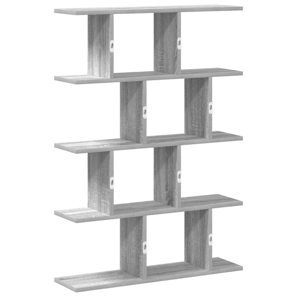 Estantería en forma de cubo, 12 compartimentos, color gris, madera Sonoma, 70 x 18 x 100 cm, versátil estantería de pared para dormitorio, salón