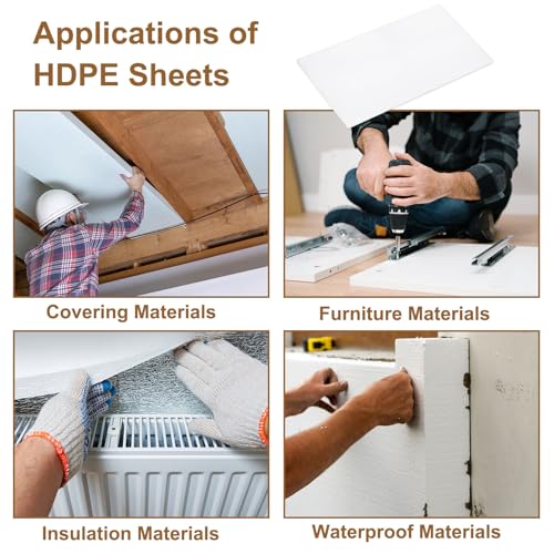 Image of MECCANIXITY HDPE Plastic Sheet 1 /2 inch Thick, 10 inch x 10 inch High Density Polyethylene Plastic Blocks, HDPE Cutting Board for DIY, Home Floor Improvement, White