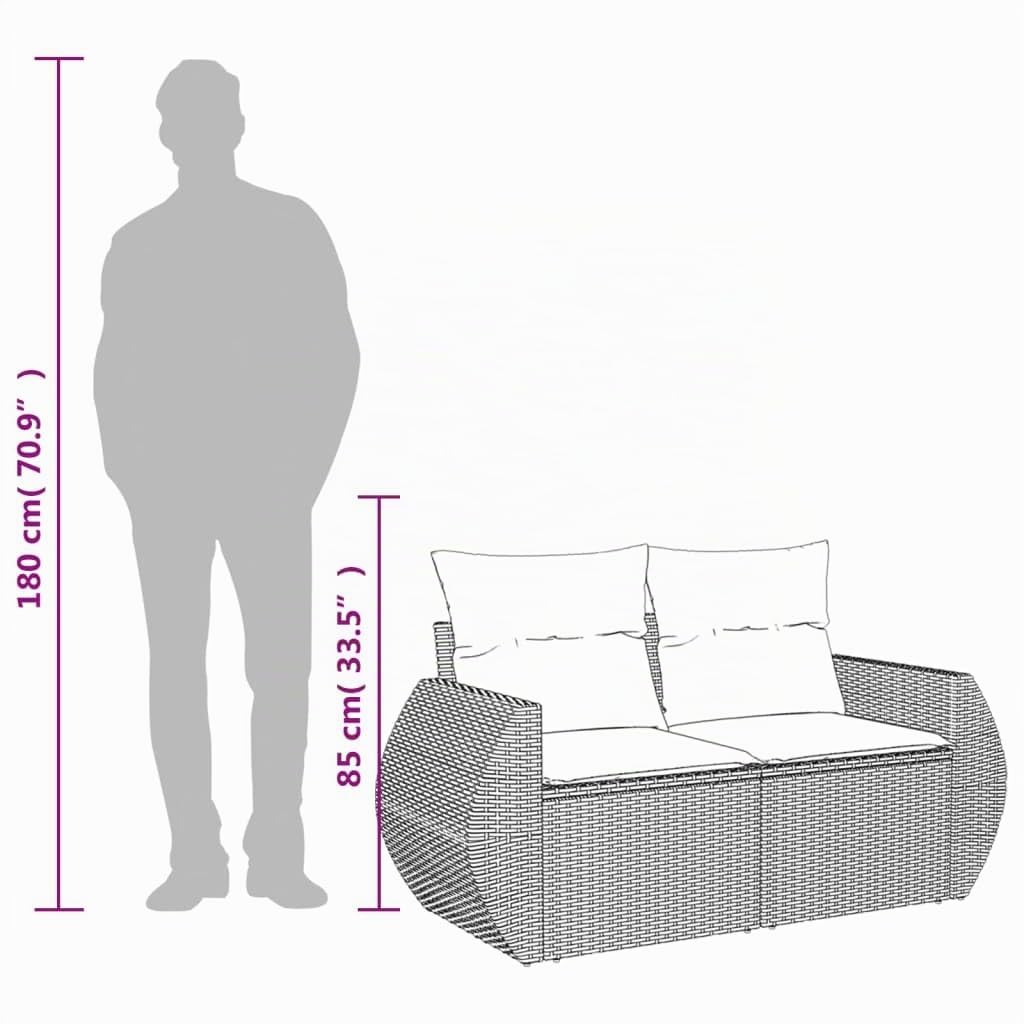 vidaXL Canapé de Jardin avec Coussins 2 Places, Siège avec Housse, Meuble de Terrasse Patio Balcon Extérieur, Beige Résine Tressée