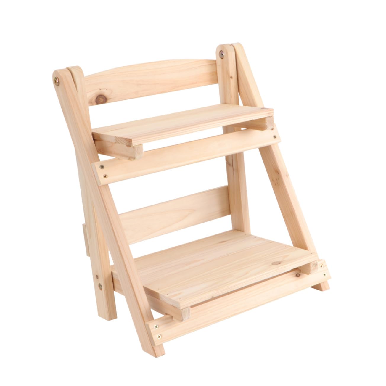 Mobestech Multi-layer Plant Stand Wooden Shelf, Two Layer Folding Retro Wood Storage Rack with Easy Storage Feature, Creative Simple Bookshelf for Home and Office, Suitable for Books