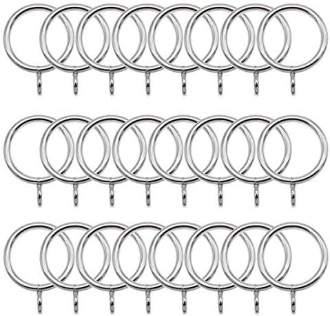Durable Iron Metal Curtain Rings Silver 45mm Internal Diameter Curtain Pole Rings with Eyelet Loops Drapery Hoops Accessories 10 pcs Pack (Thickness 4mm)
