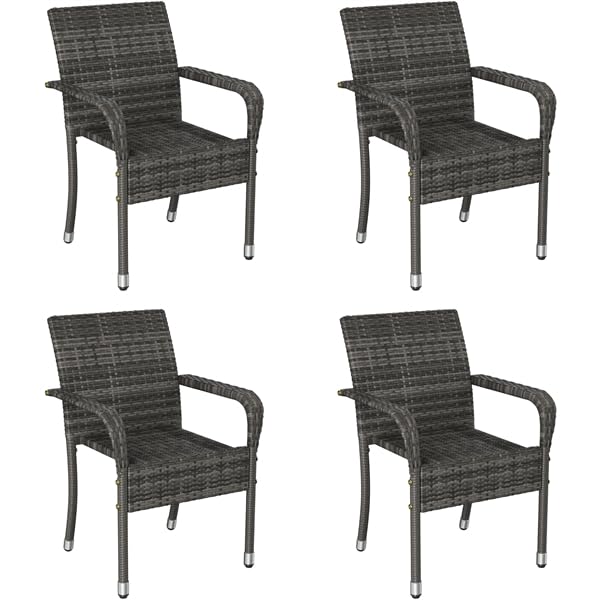 Yaheetech Sillas Jardín Exterior con Reposabrazos y Respaldo, Sillas Terraza Exterior Sillas de Balcón con Patas Ajustables para Jardín Balcón Terraza (2, Gris)