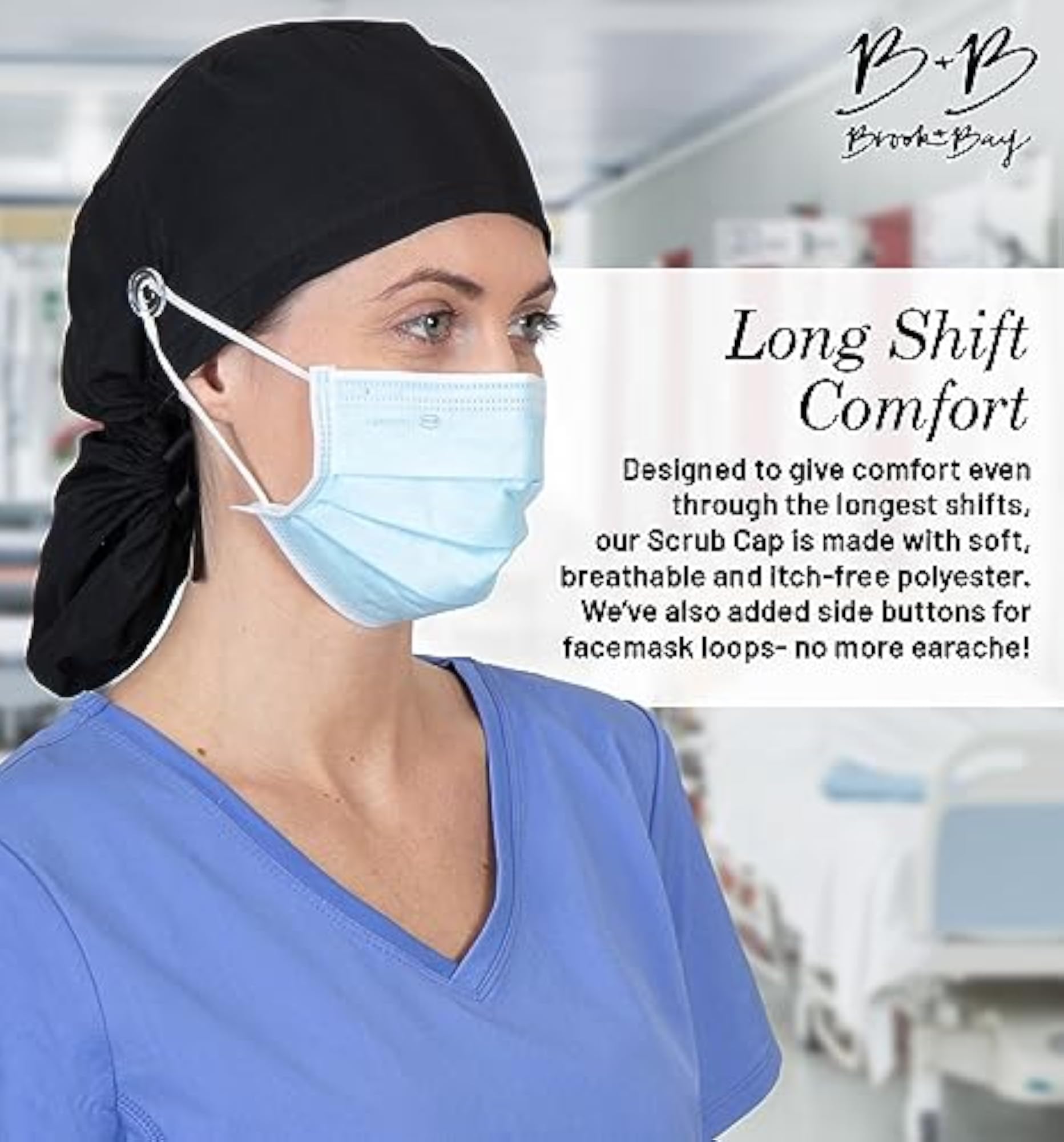 Surgical Scrub Caps for Women with Ponytail