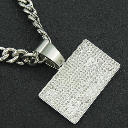 Credit card Hip-hop Cuban Chain, Rhinestone Pendant Necklace Jewelry For Men，Men's Fashion Jewelry4