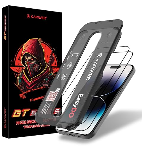 Image of KAPAVER GT EasyDo Clear Tempered Glass Screen Protector for iPhone 14 Pro with Applicator (2 Pack)