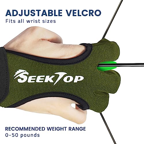 Image of Seektop Archery Gloves Shooting Hunting Leather Three Finger Protector