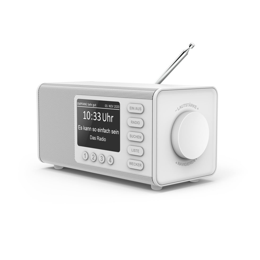 Hama Radio DAB+ i FM DR1000DE - Cyfrowe Radio Kuchenne z Dużym Wyświetlaczem, Łatwą Obsługą i Dużymi Przyciskami (UKW, AUX, 5 W, Radiobudzik, Dla Seniorów), Białe