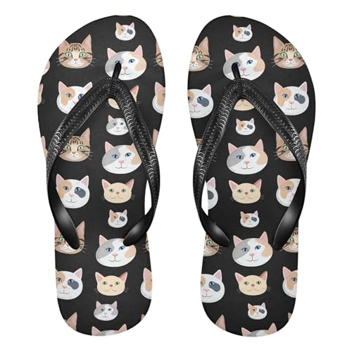 Burbuja Cat Faces Flip Flops for Women Men, Soft Thong Sandals Rubber Slippers for Pool Beach Essentials
