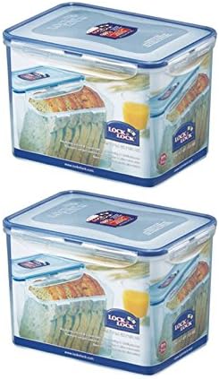 (Pack of 2) LOCK & LOCK Airtight Rectangular Tall Food Storage Container 131.87-oz / 16.48-cup