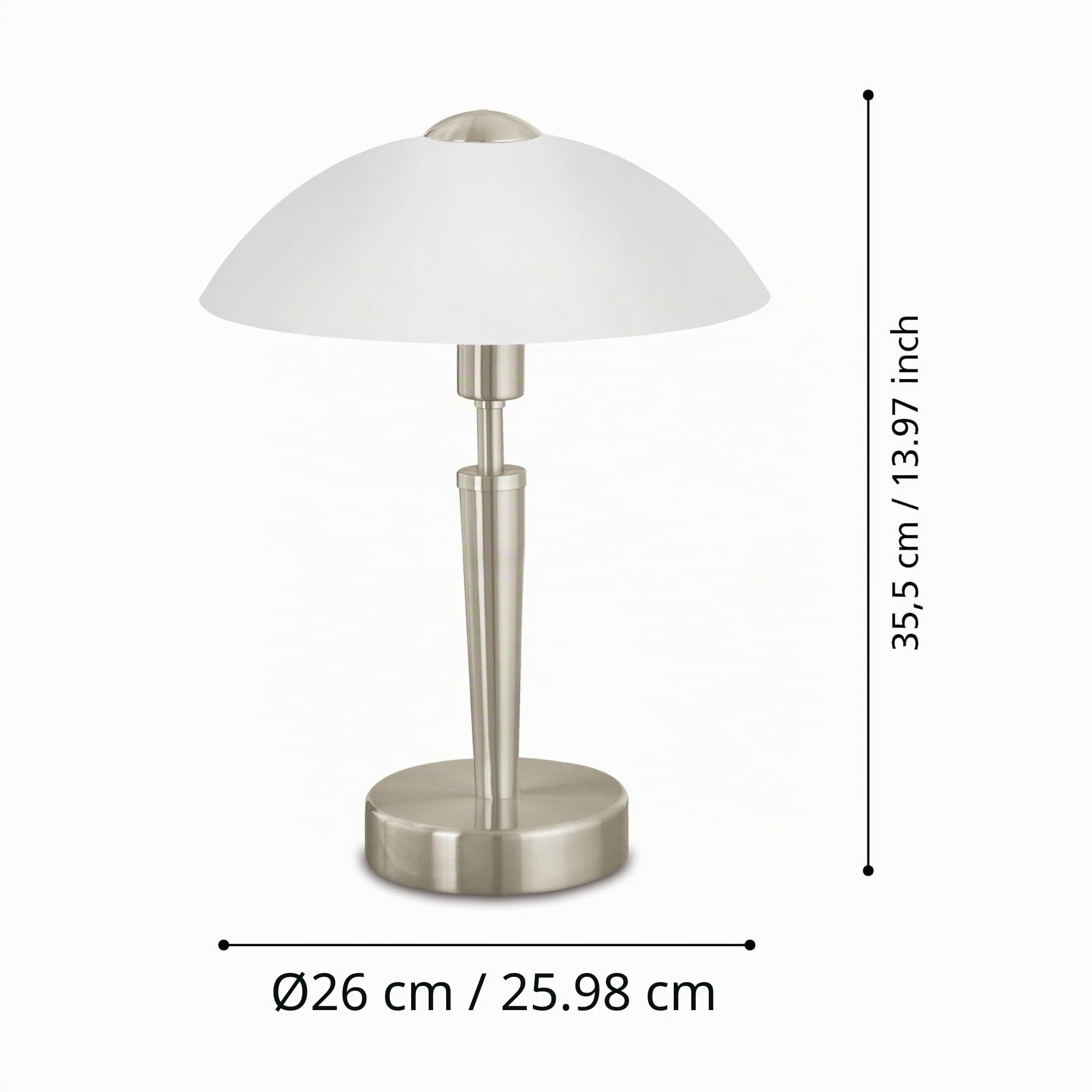 Eglo Lámpara de mesa solo 1, lámpara de mesa con 1 bombilla, materiaL acero