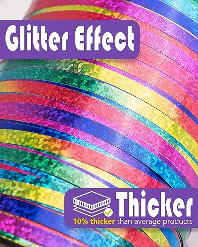 Image of PartyWoo Multi Colored Ribbon, 500 Yard Curling Ribbon for Crafts, Iridescent Crimped Ribbon, Shiny Metallic Ribbon for Gift Wrapping, Ribbon for Balloons String, Hair, Florist Flower (1 Roll)